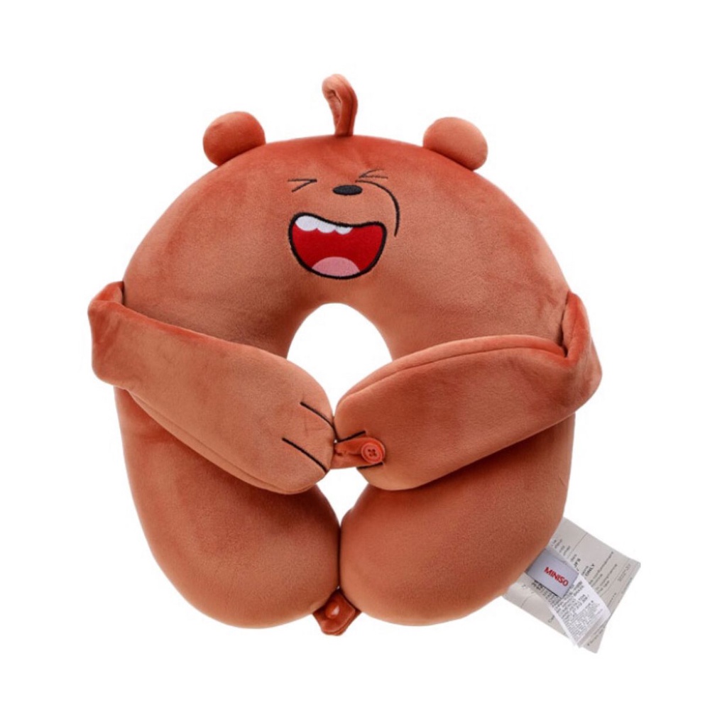 MINISO WE BARE BEAR U SHAPED PILLOW BANTAL LEHER WITH EYE MASK