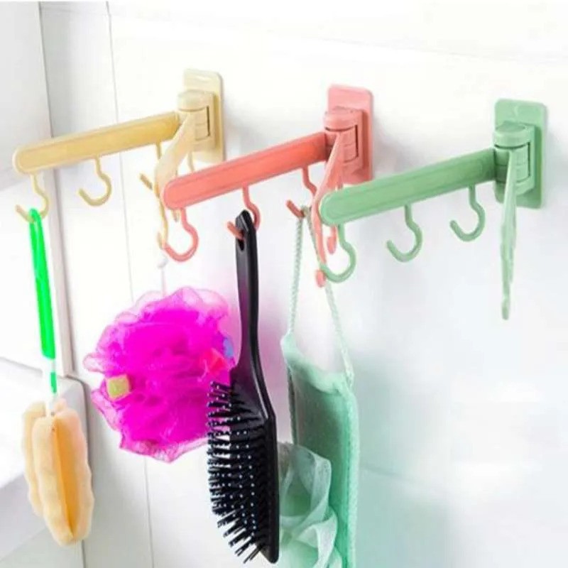 Gantungan Pengait 6 Kait Tempel Dinding Plastik Wall Hook Dengan Double Tape Hanging Organizer