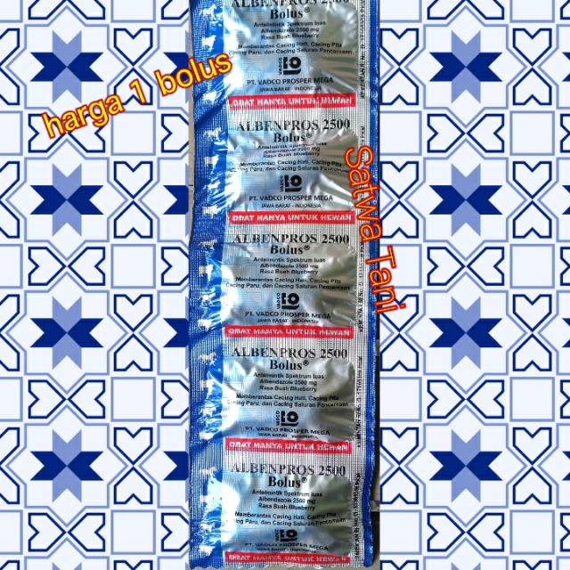 

Albenpros 2500 bolus (harga 1 bolus) rasa blueberry