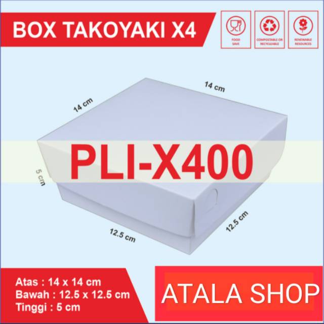 

Dus Kotak Box Takoyaki Polos X4 Ukuran 14x14x5