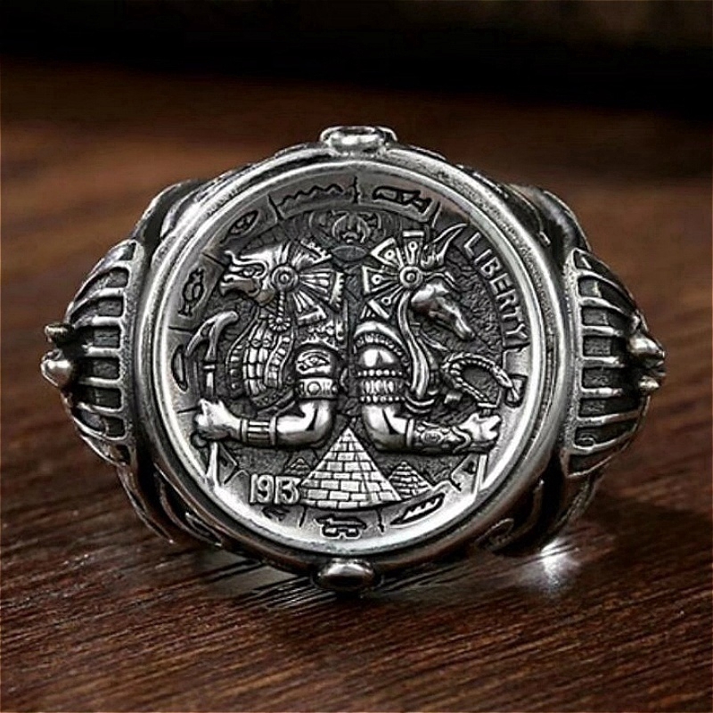 [X C Perhiasan] Hip Hop Rock Retro Pria Fashion Tengkorak Cincin Pesta Perhiasan Aksesoris