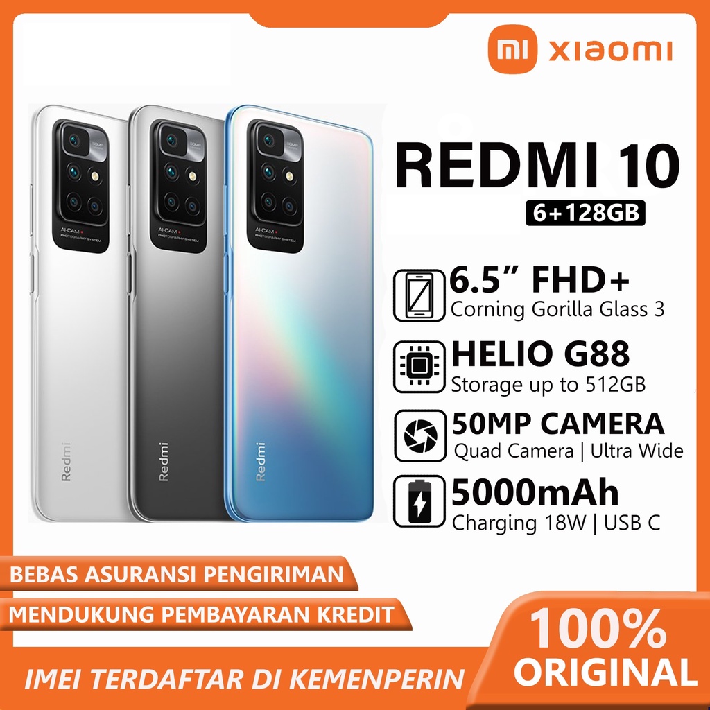 Xiaomi Redmi 10  2022 RAM 4/64 GB -6/128 GB - Garansi Resmi