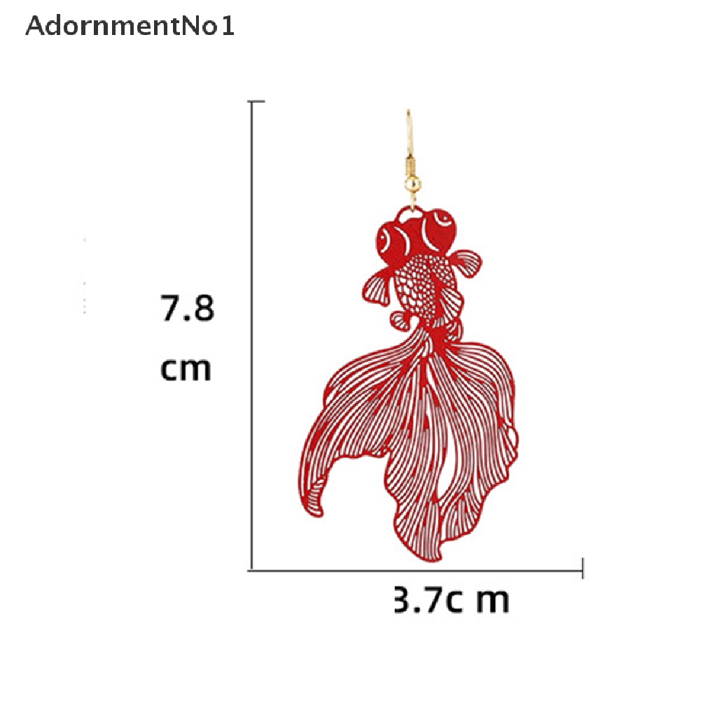 (AdornmentNo1) Anting Tusuk Gantung Desain Ikan Koi Hollow Untuk Wanita