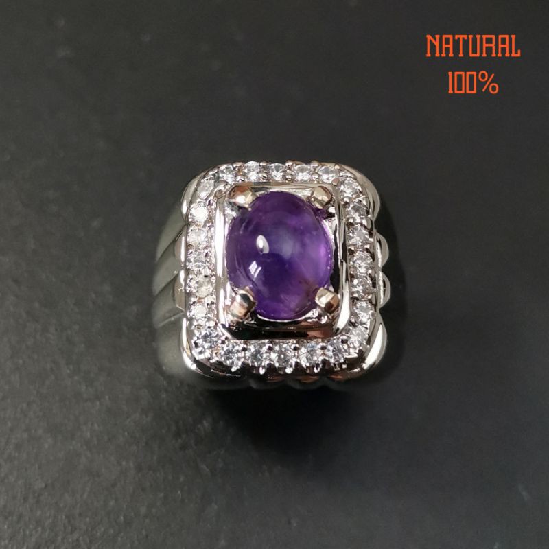 Cincin Batu Kecubung Asli Kristal Body Round Mewah