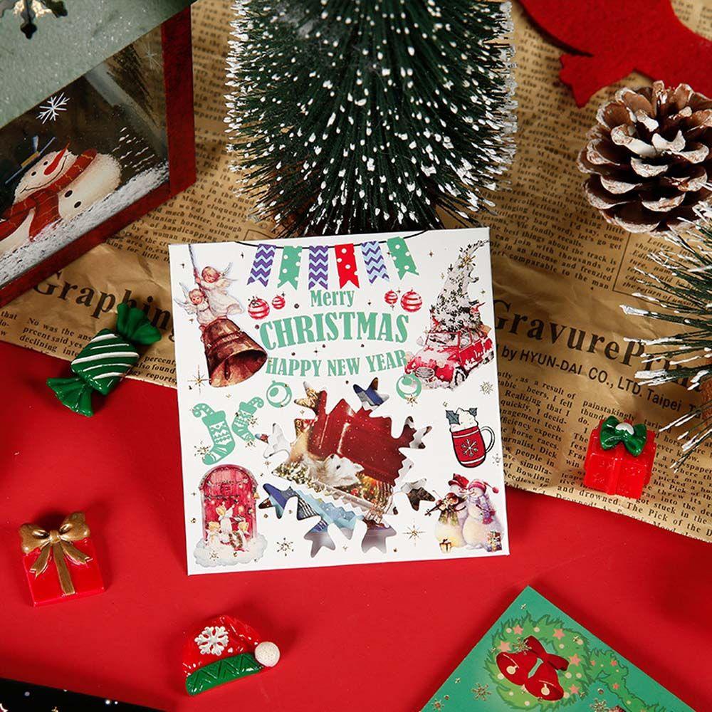 Lanfy Stiker Alat Tulis Natal Scrapbooking Jurnal Hand Akun Santa Claus Pohon Natal Merry Christmas Perlengkapan Sekolah