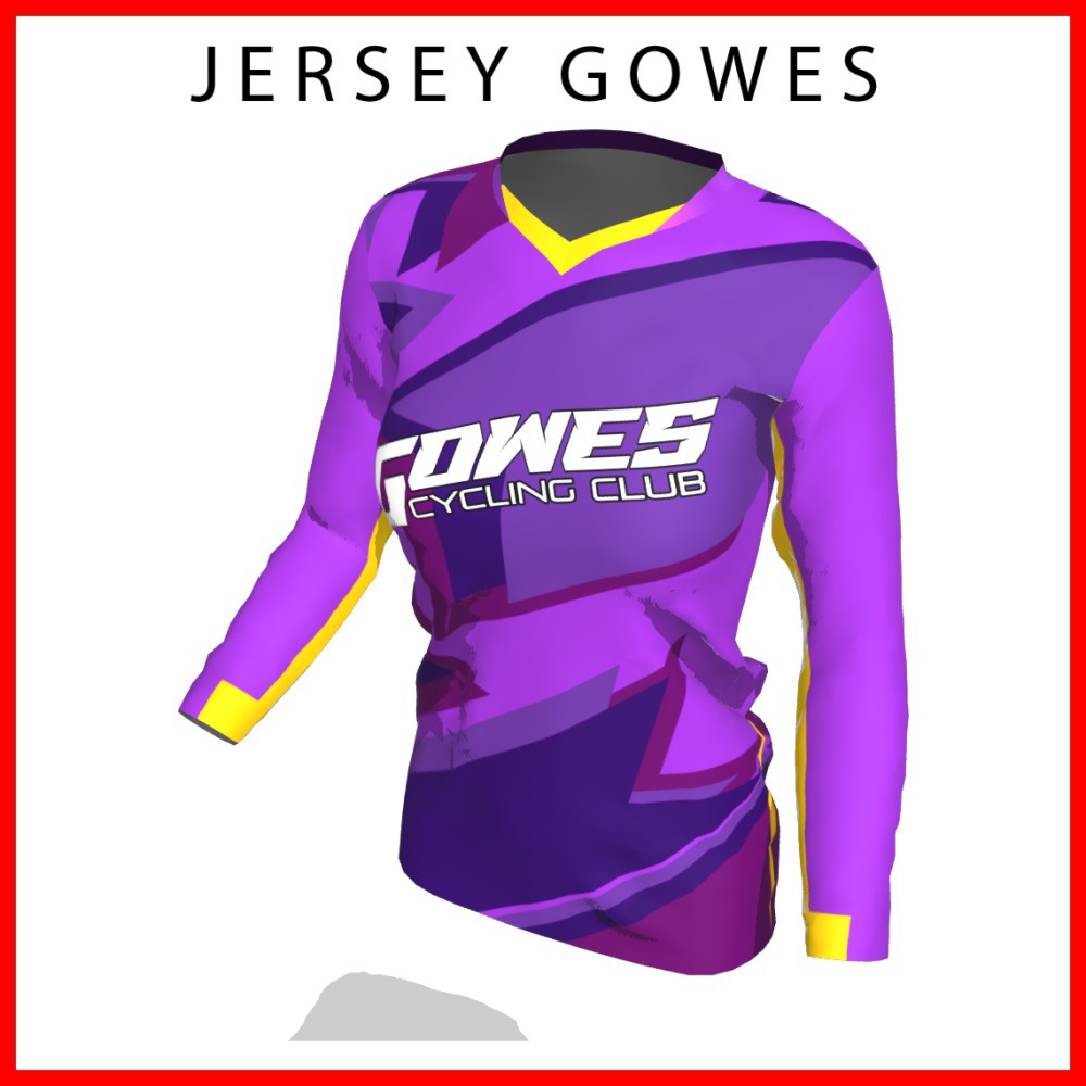 Baju Kaos Jersey Sepeda Gowes Wanita Cewek Perempuan Lengan Panjang Printing-5