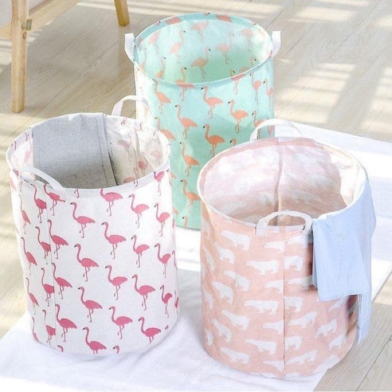 DK KERANJANG Pakaian Kotor Motif / Laundry Basket / Keranjang Baju Bulat