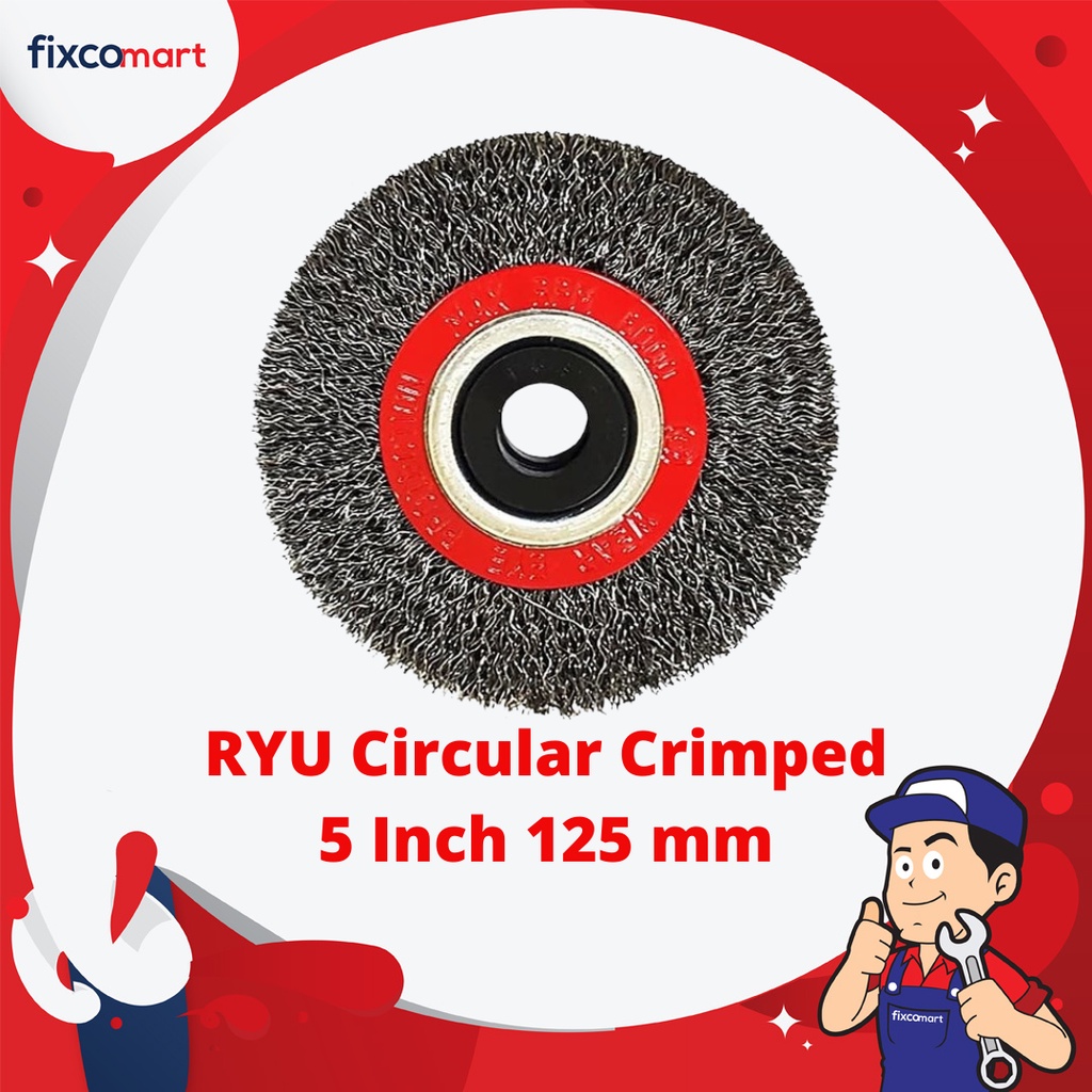 RYU Circular Crimped 5 Inch 125 mm / Sikat Kawat