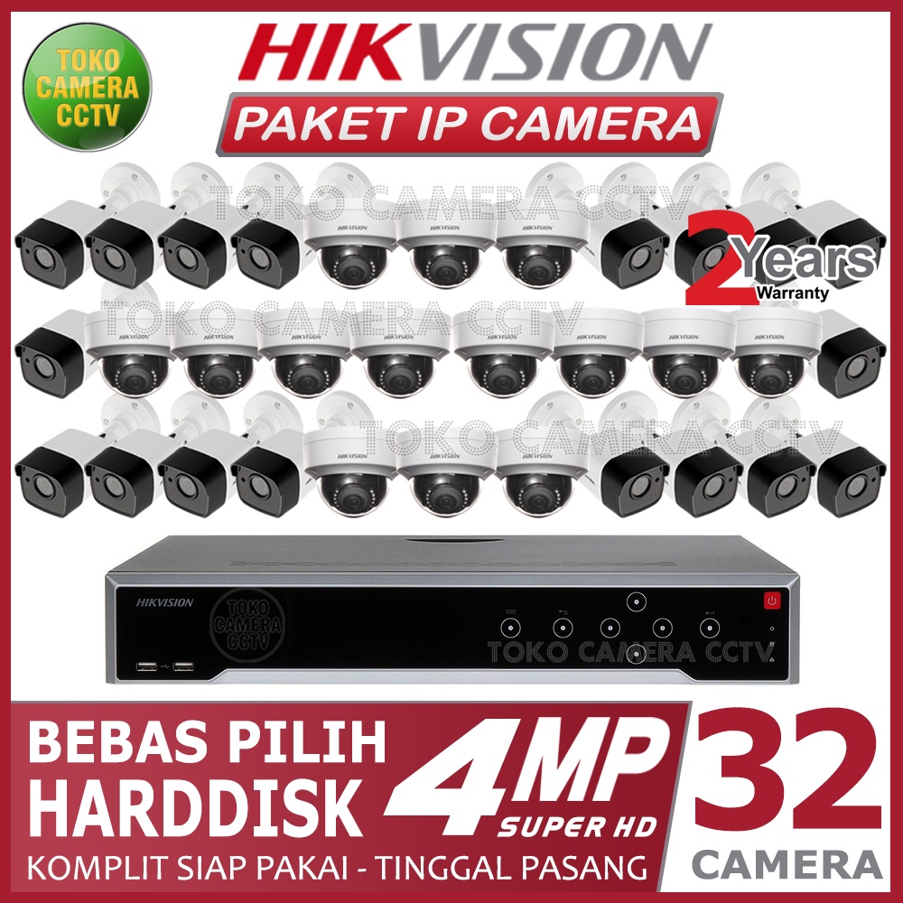 PAKET IP CAMERA HIKVISION 4MP 32 CHANNEL 32 KAMERA