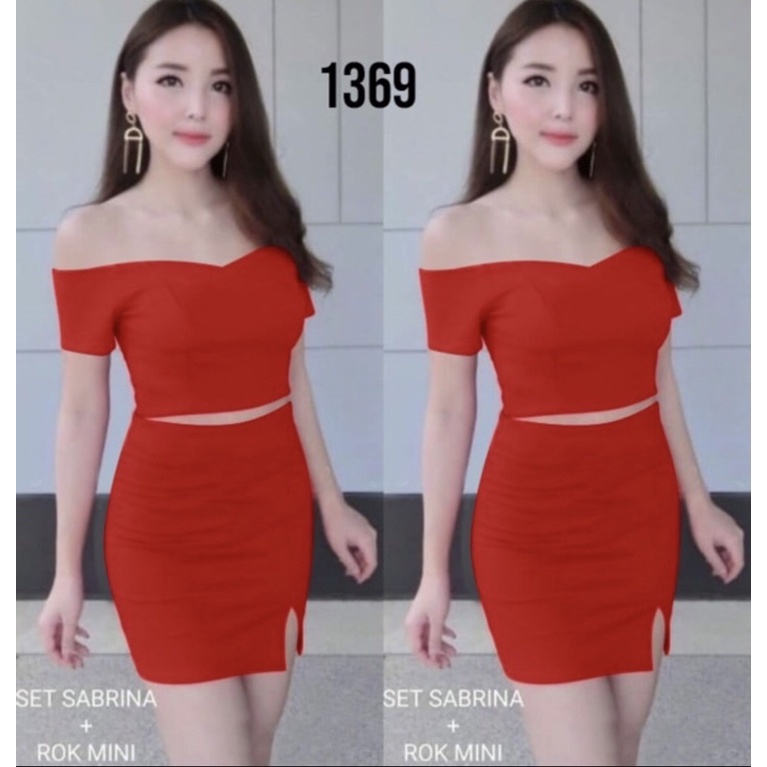 Sabrina Set Rok Mini Bahan Scuba Preloved (mj)