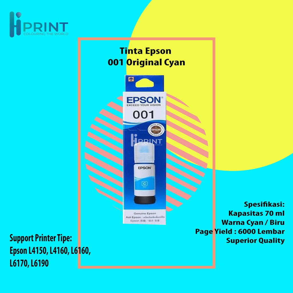 Tinta Printer Epson 001 Original CMY L4150 L4160 L6160 L6170 L6190 Tinta Refill Epson Original