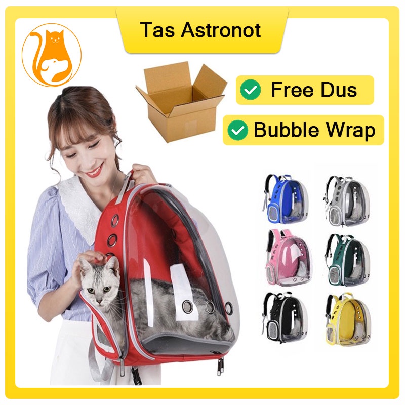 (BERGARANSI)Tas Astronot Kucing Anjing | Tas Transparan | Pet Cargo | Tas Anjing Kucing Murah | Tas Ransel Hewan atau Travel Bag Nyaman dan Anti Air Cat Bag Pet Bag