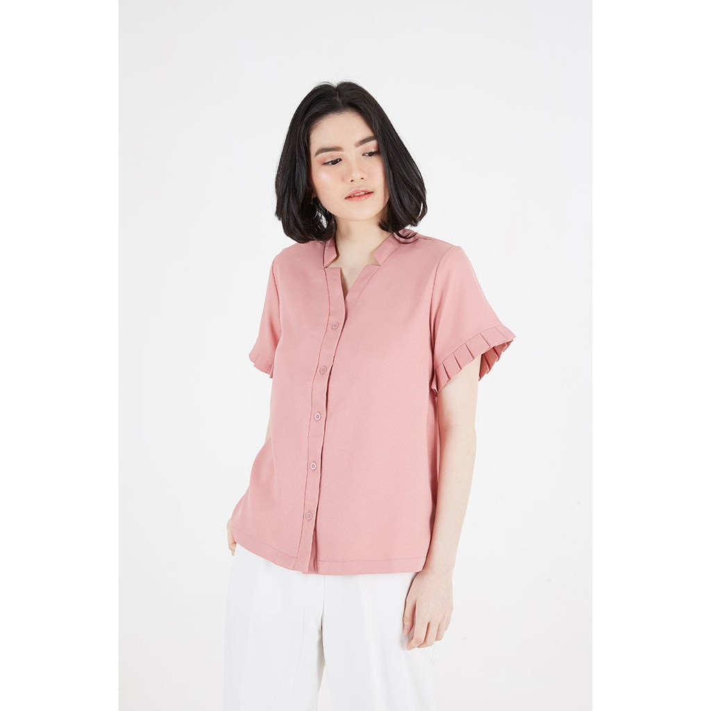 Sorabel - Dixasa Plain Pleats Blouse / Kemeja Wanita Lengan Pendek-8