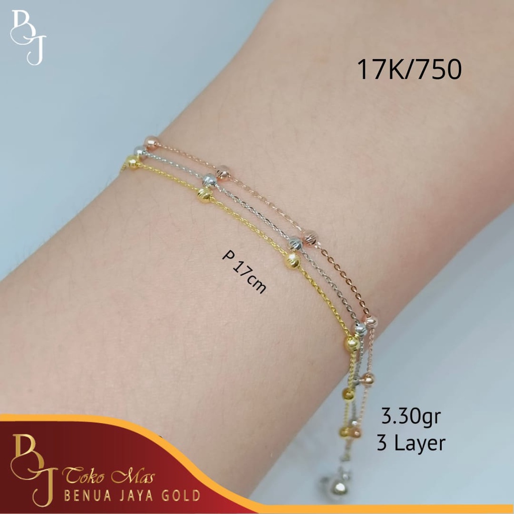 Gelang Emas Jedar 3 Layer 17K/750