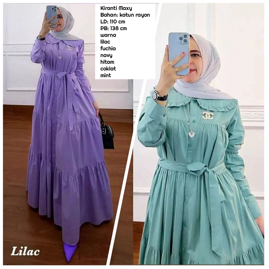 [Cod]Kiranti Maxi Gamis Dress Muslim Wanita Terbaru Gamis Remaja Kekinian Gamis Rayon Premium Jumbo 