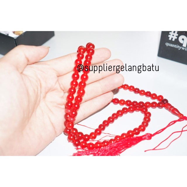 tasbih batu RED GARNET 99 butir premium tasbeh manau alam akik aksesoris bahan craft kerajinan