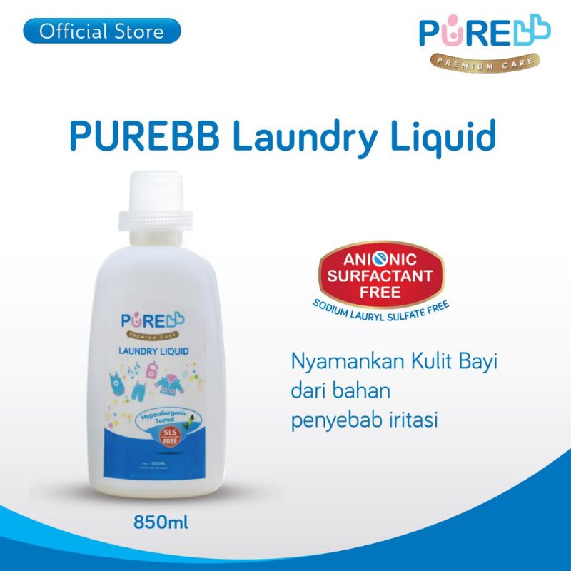 Pure Bb Baby Laundry Liquid Detergent 850ml Botol Purebb Sabun Baju Bayi