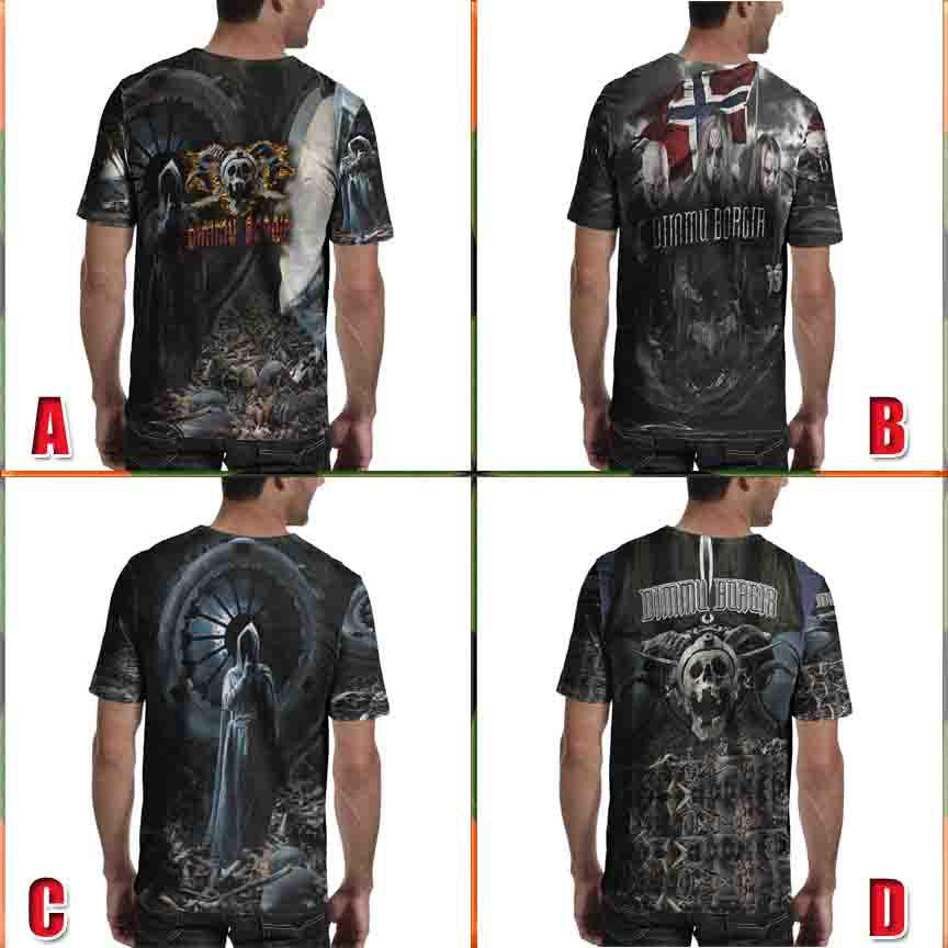 Fullprint Tshirt Dimmu Borgir Band Metal Kaos Bahan Polyester