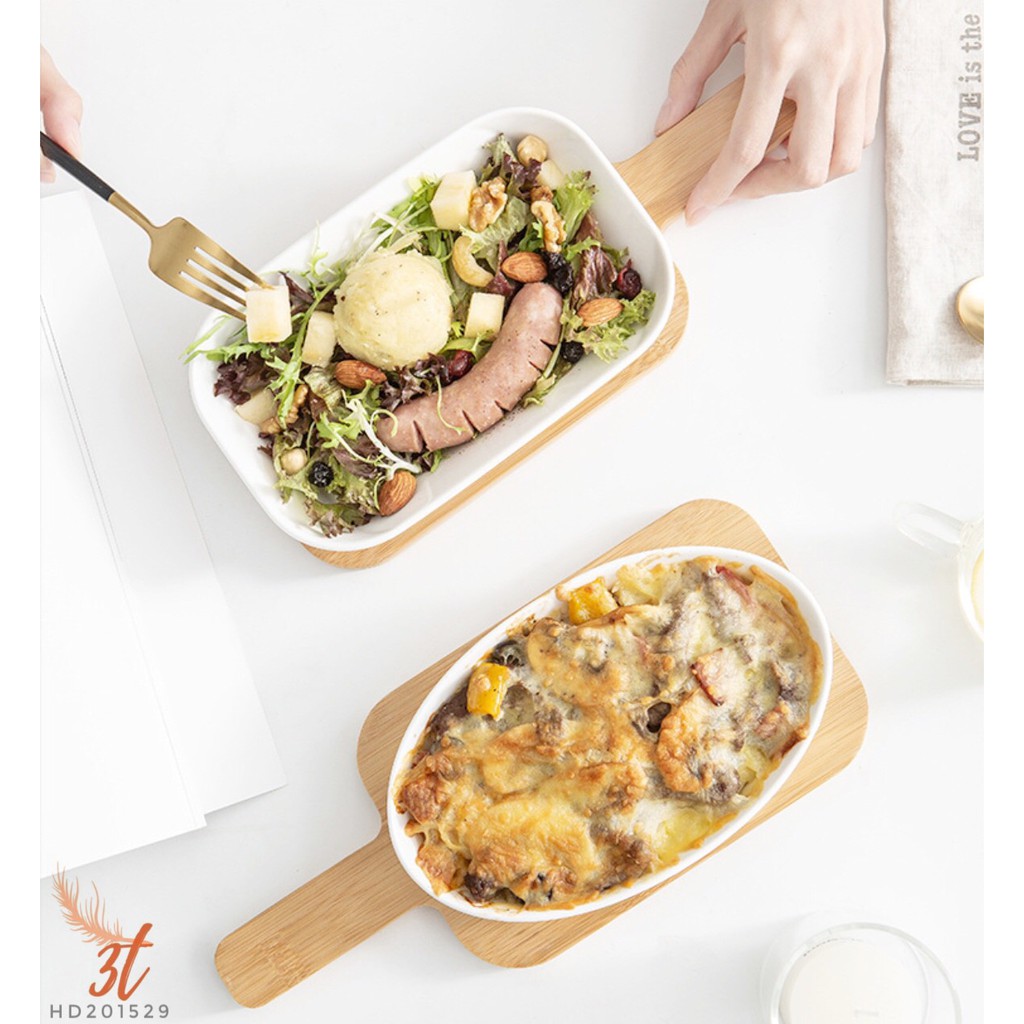 Haneen Wooden Serving Tray/ wadah saji/ wadah keramik/ mangkok cantik/ piring murah/ mangkok set