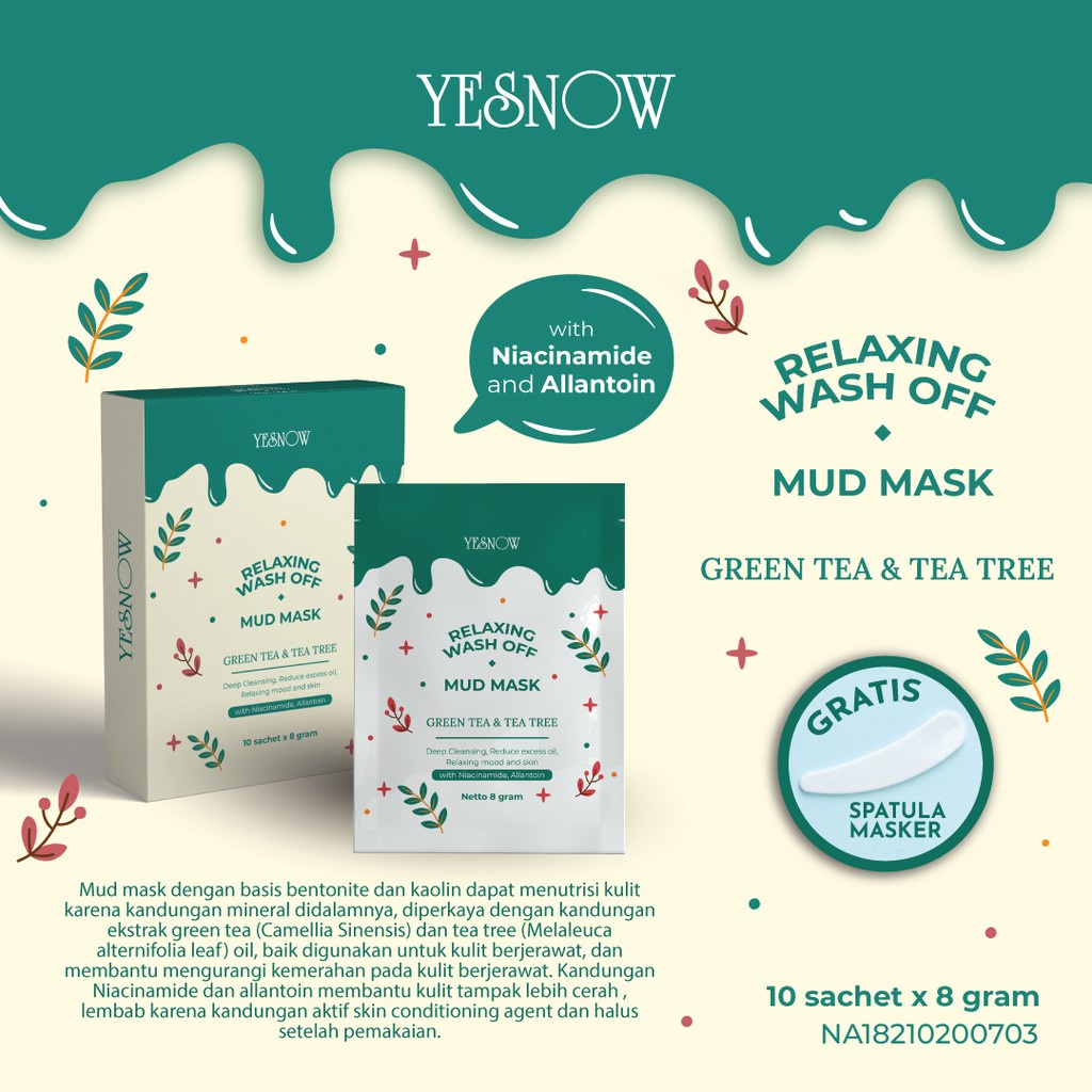 YESNOW Relaxing Wash-Off Mud Mask Sachet Ecer  Mud Mask Masker Wajah BPOM (VH)