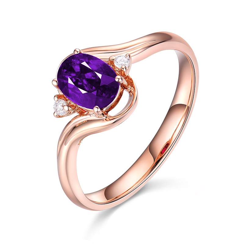 Simple Fashion Trend Amethyst Rose Gold Ring