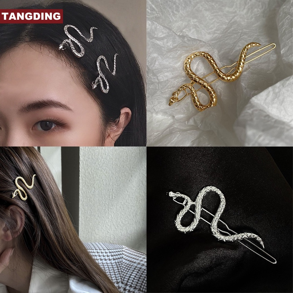 【COD Tangding】Ins Cool Girl Dark Snake Scorpion Snake Winding Creative Personality Hairpin Bang Clip