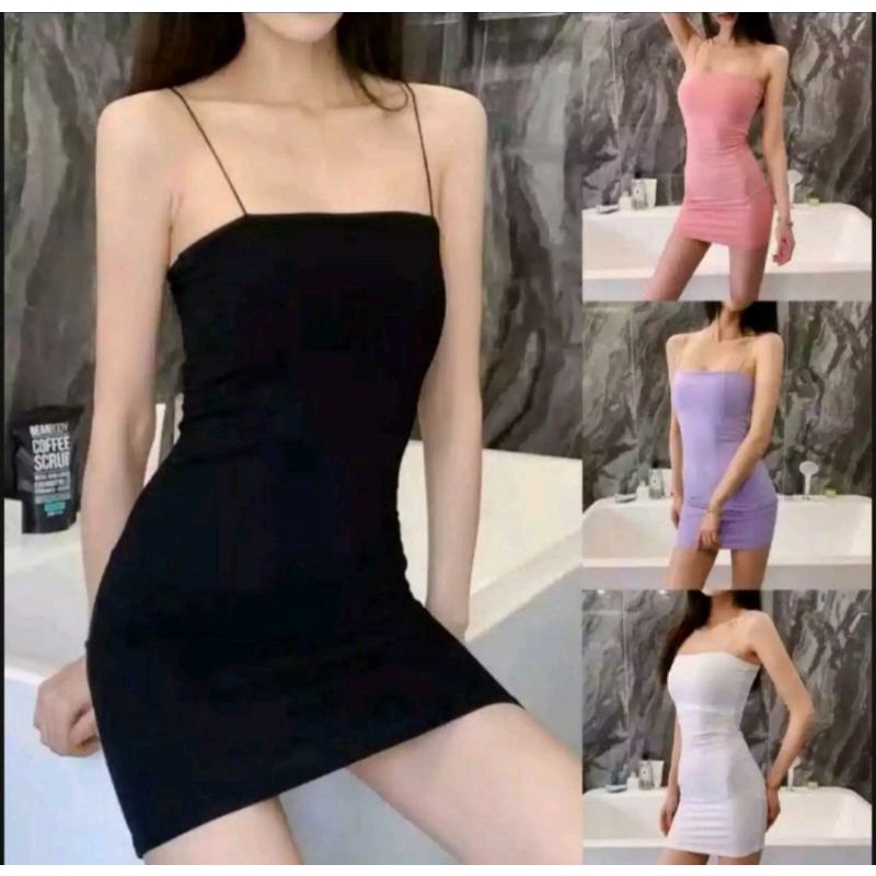 Tank Top Wanita Korea Style Terbaru/ Bodycon Dress Polos Elastis