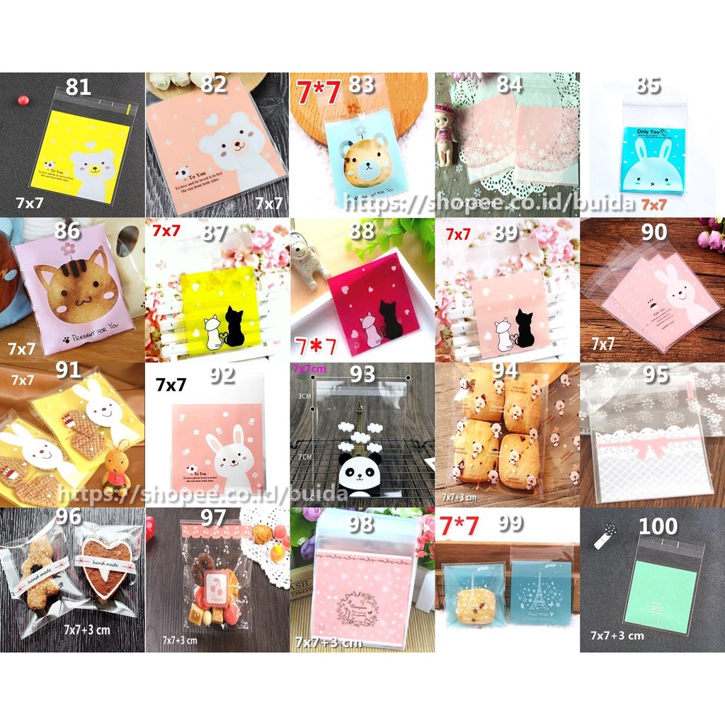 

Grosir Plastik Kue Cake Cookies Bag Fancy Kantong aksesoris Permen OPP Terlengkap Termurah 7x7 + 3cm