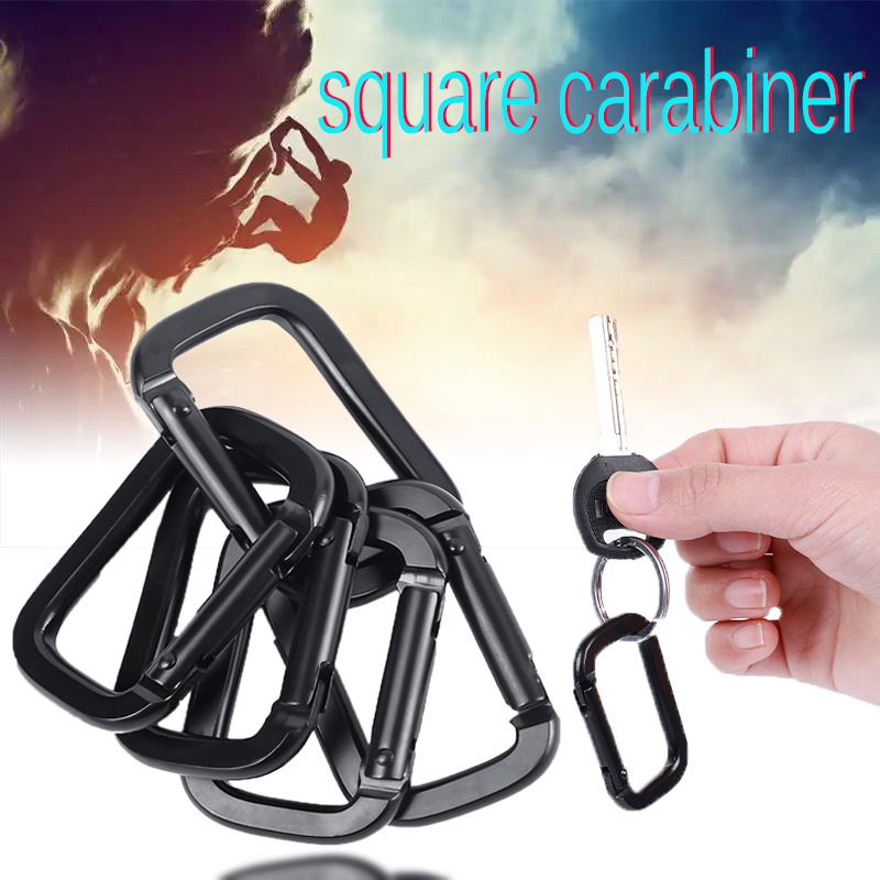 Kait Carabiner Persegi Multifungsi Bahan Aluminum Alloy 2 Ukuran Untuk Outdoor / Camping