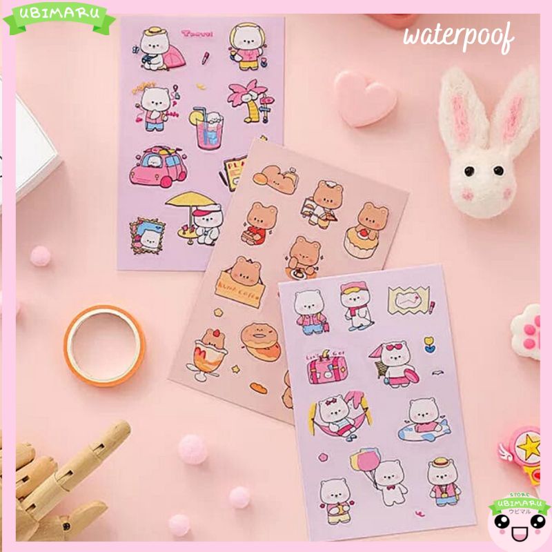 

Kuma Cafe - Sticker lucu dekorasi boju daily travel planner PET material waterproof [UBIMARU]