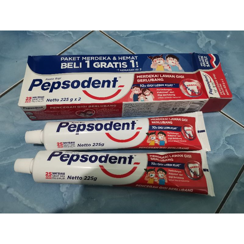 PEPSODENT Pencegah Gigi Berlubang Pasta Gigi 225 gr Twin Pack / Pepsodent 225 isi 2