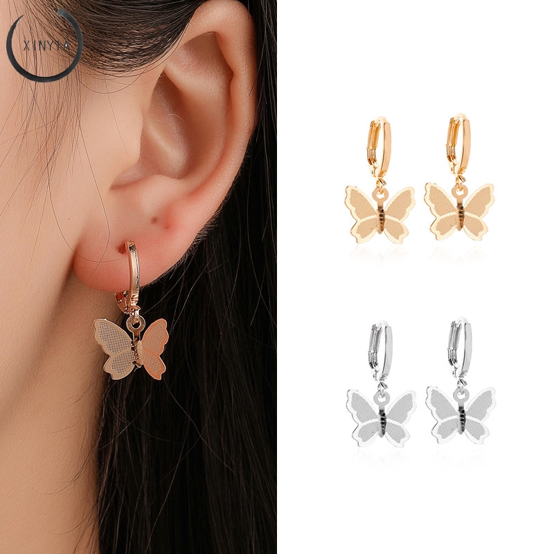 【READY STOCK】Anting Klip Bentuk Kupu-kupu Matte Gaya Korea Untuk Wanita /Anting Kupu-Kupu Gaya Korea Untuk Wanita