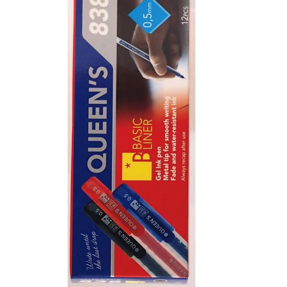 

Dijamin>!>fto- Faster ballpoint / pulpen gel Queen's 838 0,5mm gel ink isi 12 pcs - black and blue