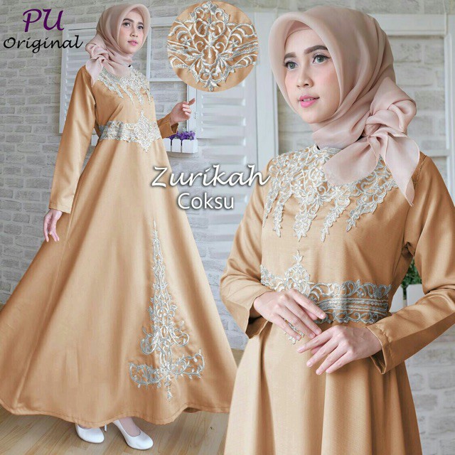 TERKINI/maxi zurikah balotelli bordir ori Pu - MAXI DRESS MUSLIM SYARI PESTA