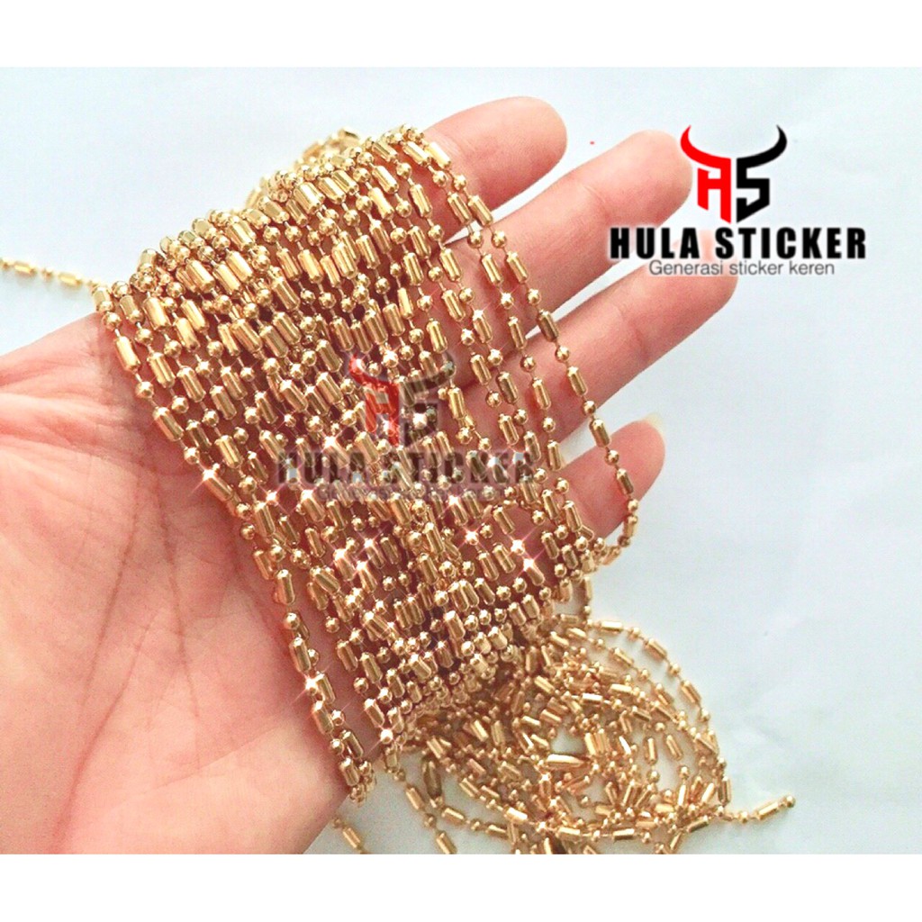 Kalung Rantai MCI Titanium BIJI BAMBU GOLD Import Stainless 316L Anti Karat