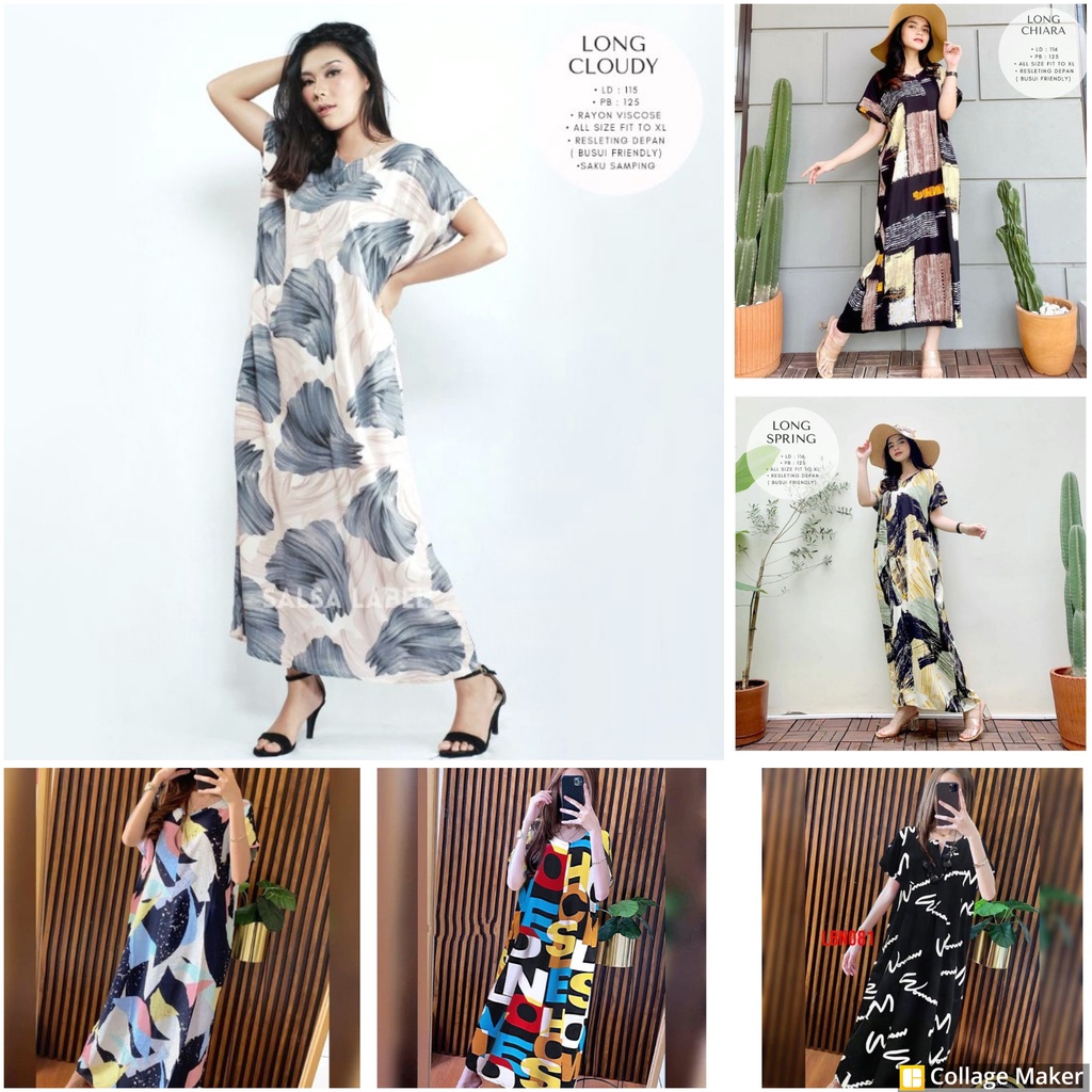 DASTER RAYON MAXY LONG DRESS | DASTER LONG MIDI DRESS LD 120 JUMBO BUSUI BUMIL COTTON RAYON PREMIUM