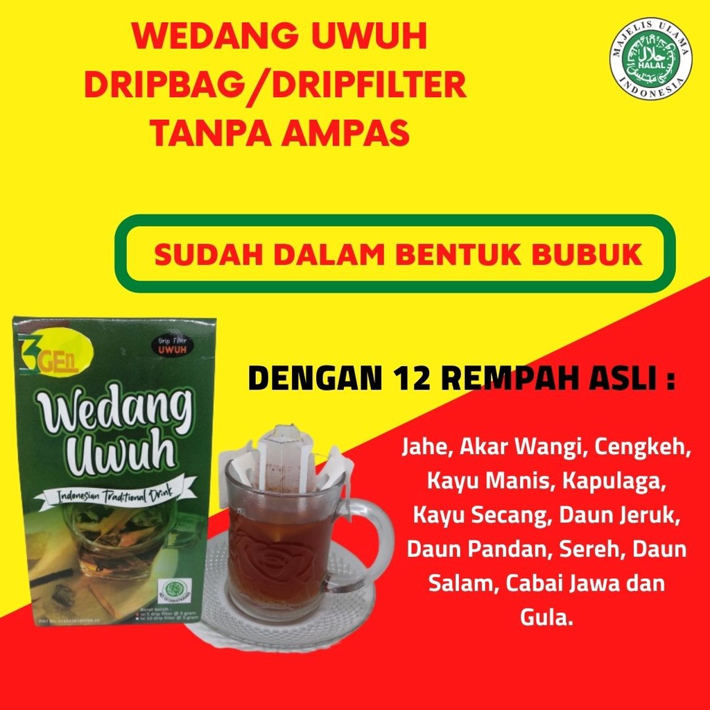 

3GEN - Pertama di Indonesia Wedang Uwuh tanpa ampas sudah menggunakan dripfilter / dripbag praktis dan simpel minuman tradisional free mug dolphin stainless ukuran 220 ml (Terbatas)