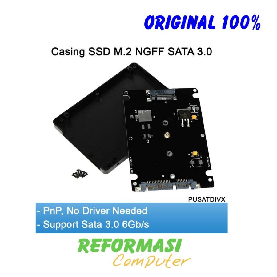 Casing SSD M.2 NGFF SATA 3.0 6gbps 2.5 inch ENCLOSURE ADAPTER M2 Black