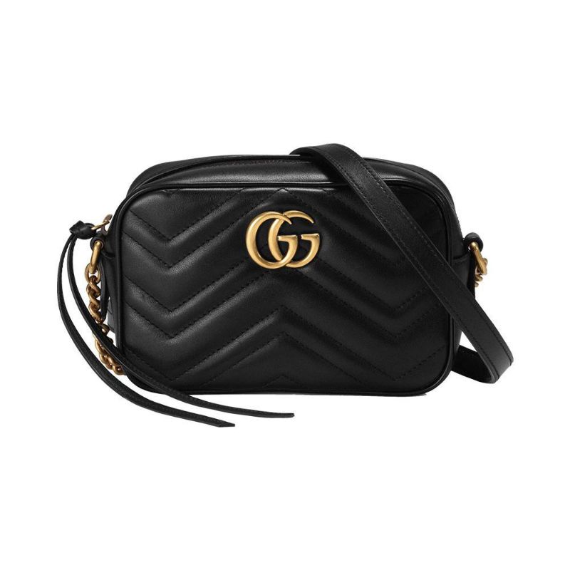 NEW Gucci GG Marmont Camera Bag Mini Black Ghw AUTHENTIC