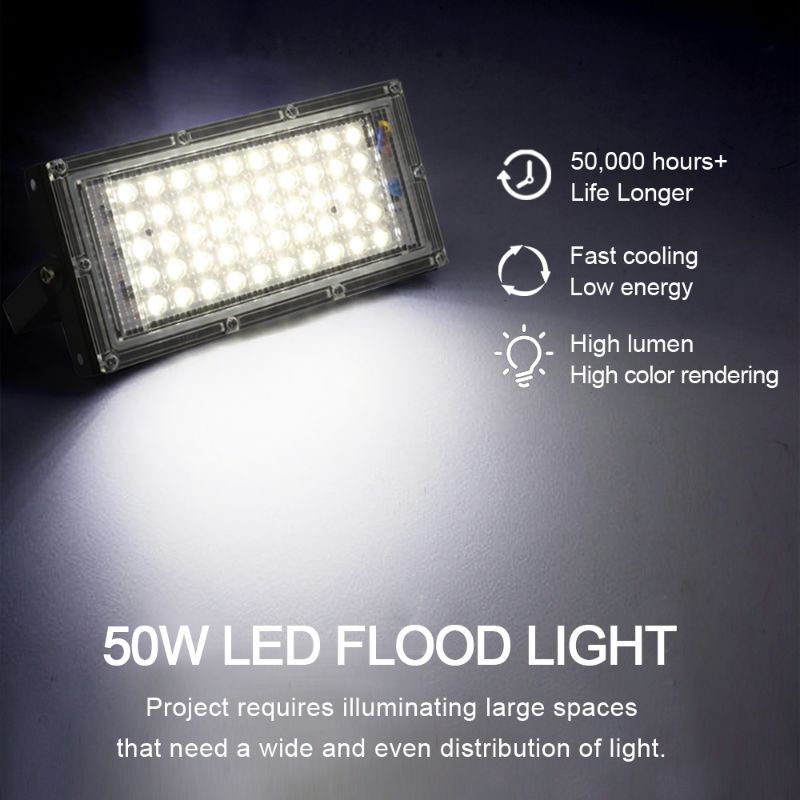 lampu sorot super terang 4500lumen 50w dengan 100 panel LED dan sudah waterproof