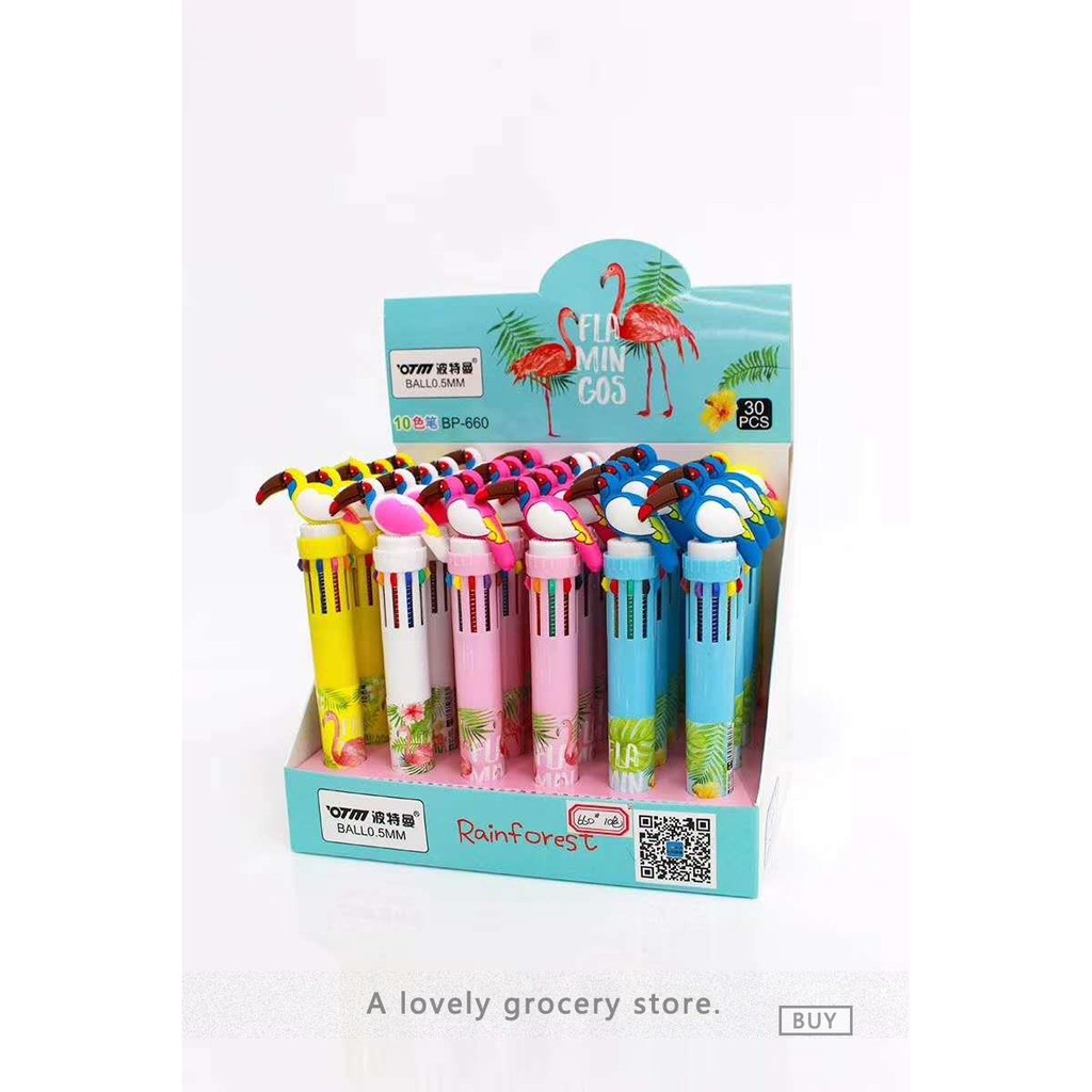 Bp 660 Pulpen Bolpoin Aksen Kartun Burung Flamingo Mulut Besar