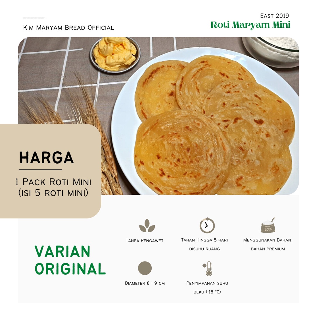 

Roti Maryam/Cane/Canai/Konde Kim Original 1 Pack isi 5 Pcs