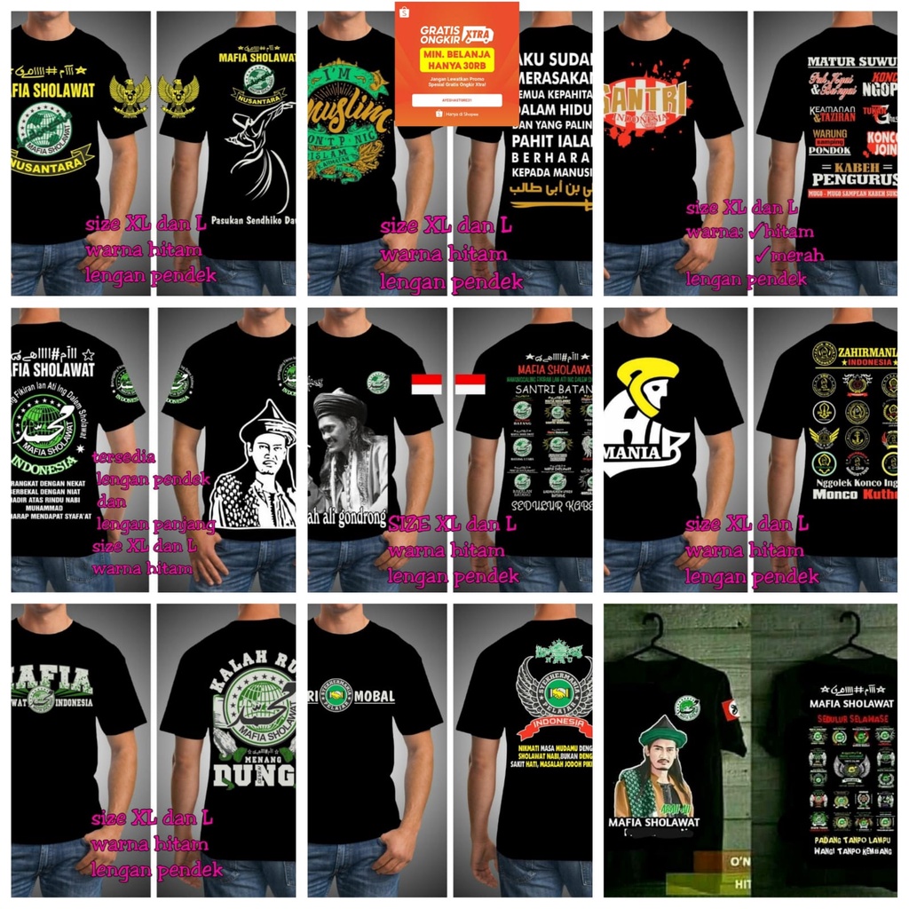 Jual Kaos Baju Mafia Sholawatazzahir Lengan Pendek Distro Indonesia