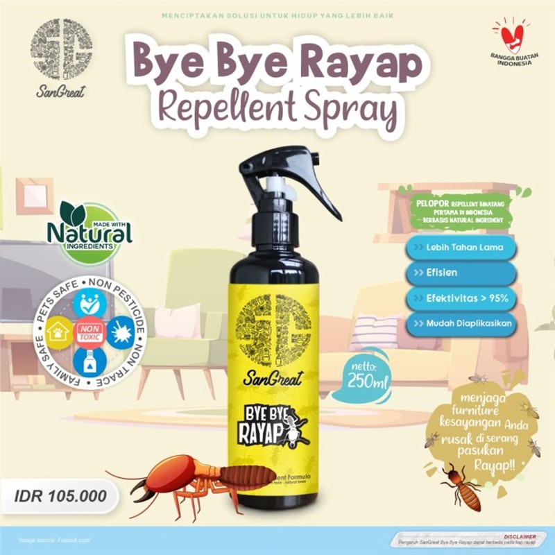 SanGreat Bye Bye Rayap anti rayap pengusir rayap spray 250 ml