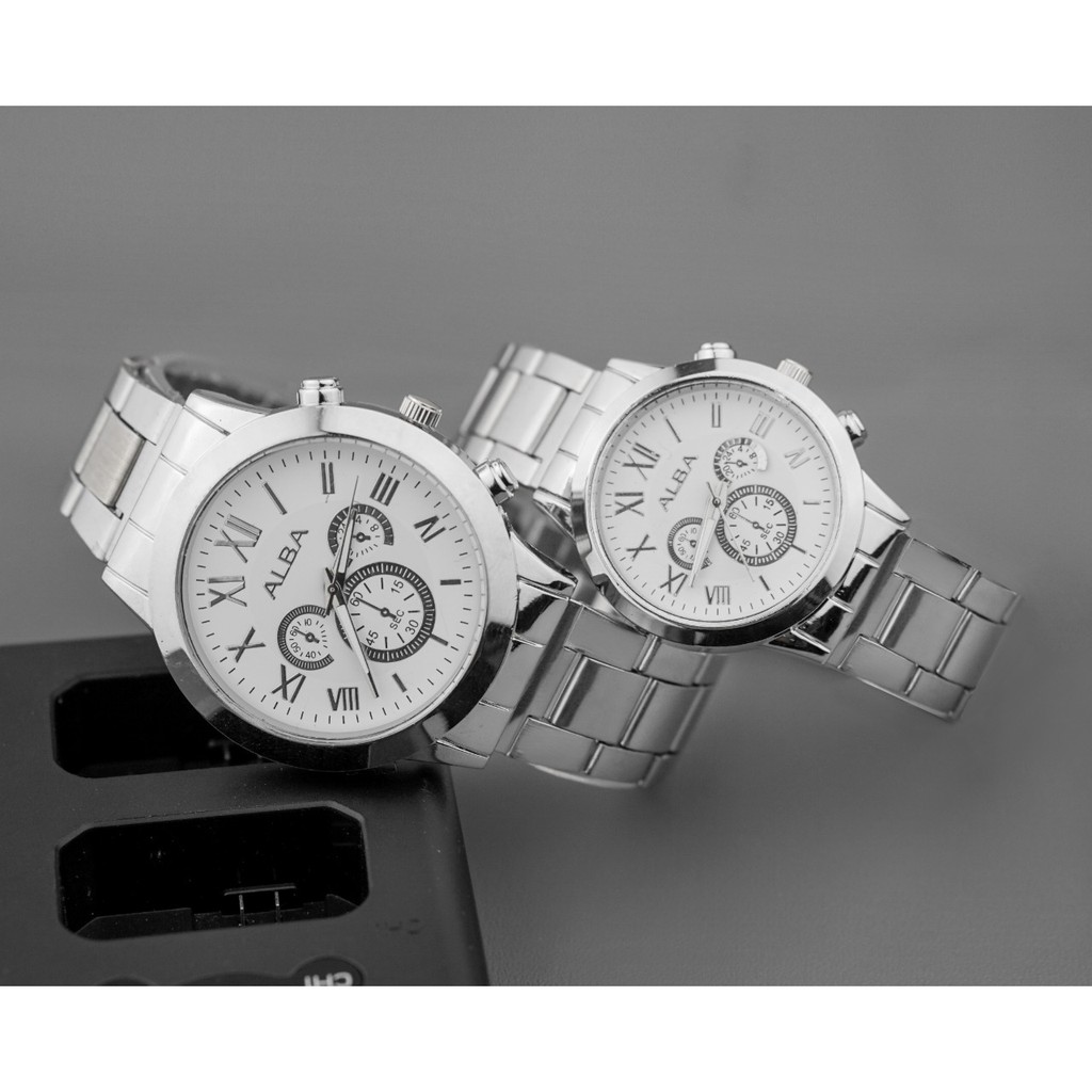 JAM TANGAN COUPLE ALBA CRONO VARIASI BAWAH IMPORT PREMIUM PRIA WANITA