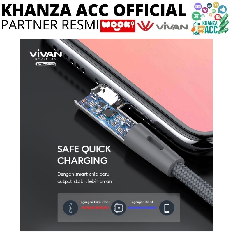 KHANZAACC Kabel Data Gaming VIVAN BWC100 / BWC100S TYPE C Fast Charging 3A
