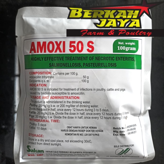 AMOXI 50 S Amoxicillin obat pencernaan hewan ayam (BERKUALITAS)