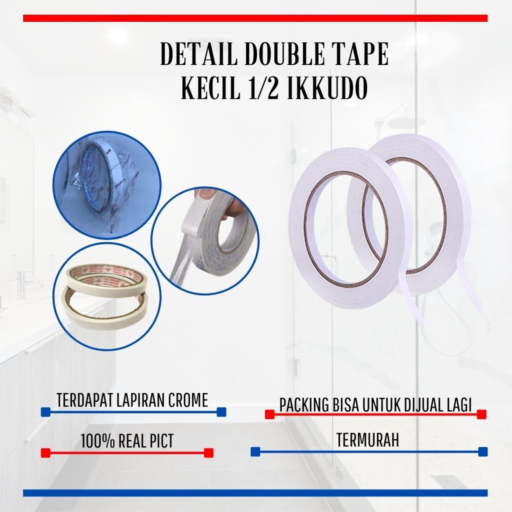 DOUBLE TAPE KERTAS 0,8 mm x 10 meter ISOLASI DOUBLE TAPE MURAH