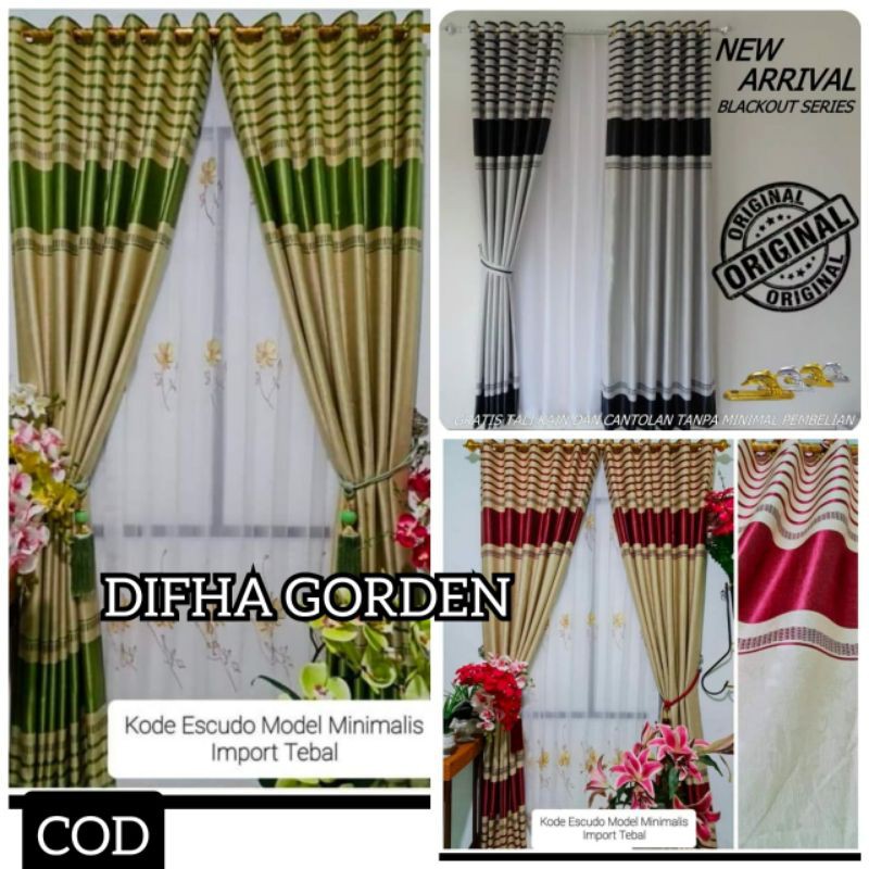 Gorden Minimalis Pintu Jendela Ruang tamu Blackout Tirai korden Jendela Tebal panjang 250cm Terbaru