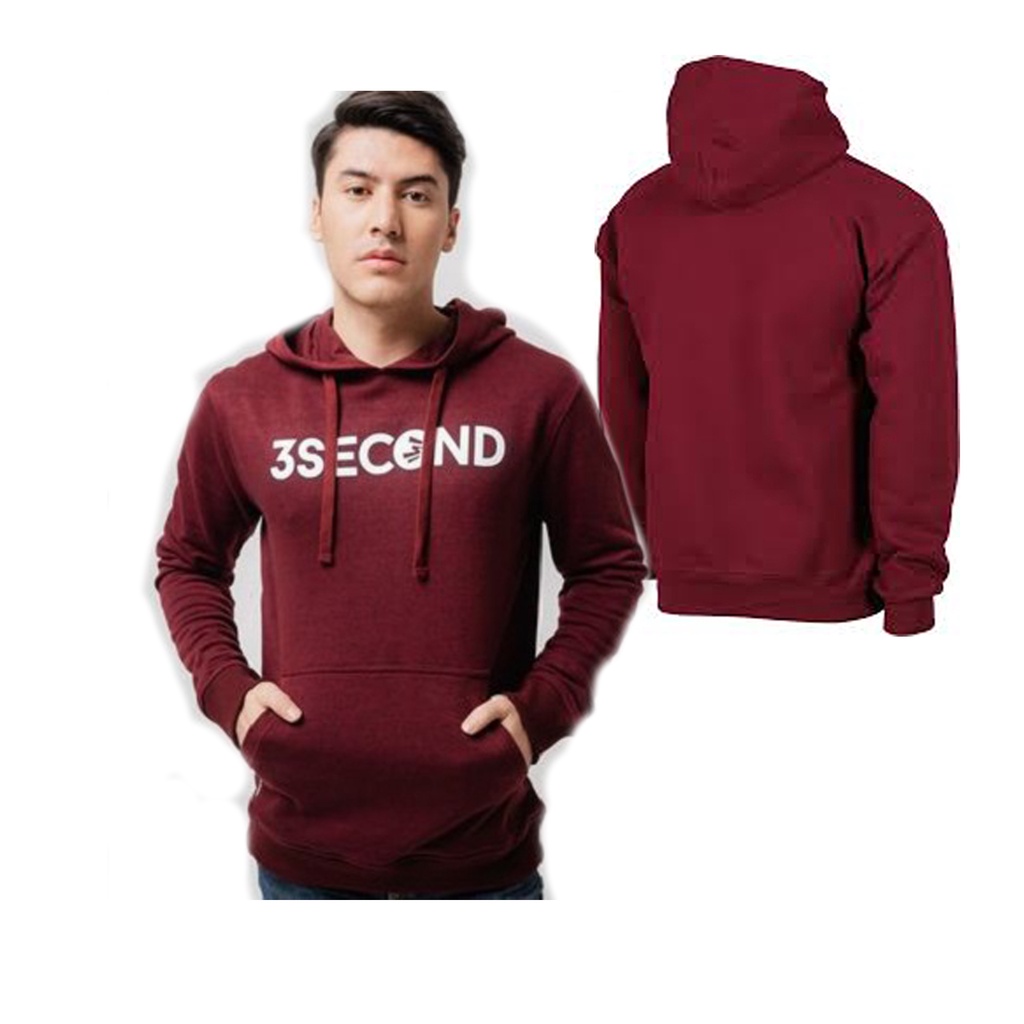 Jaket Pullover Hoodie 3 Second Warna Maroon Tersedia ukuran Kecil / Besar / Jumbo / Big Size Hodi Pr